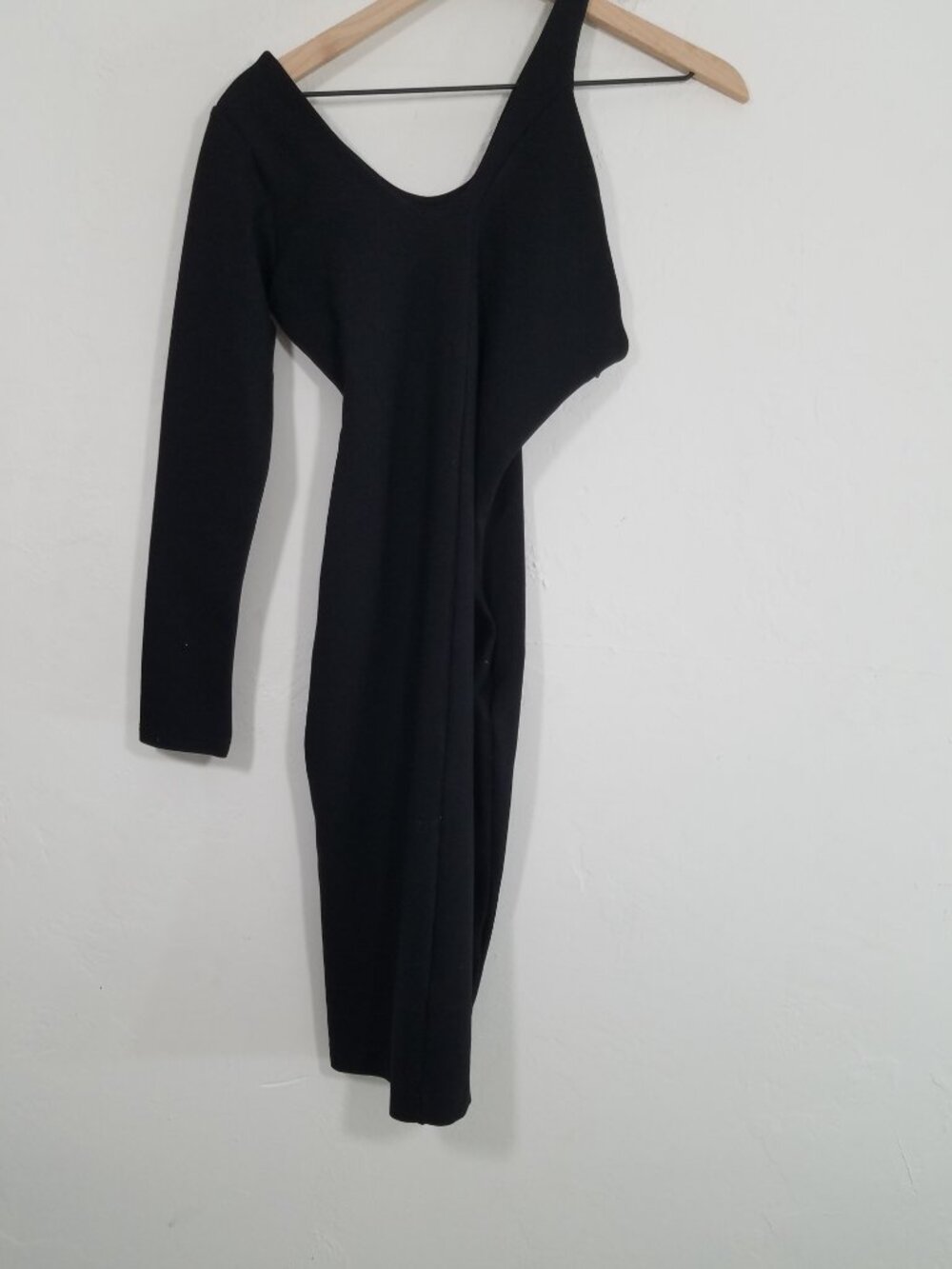 Aliava Hilda Ponte De Roma Cotout Midi Dress One Sleeve Black Size S - Picture 4 of 5